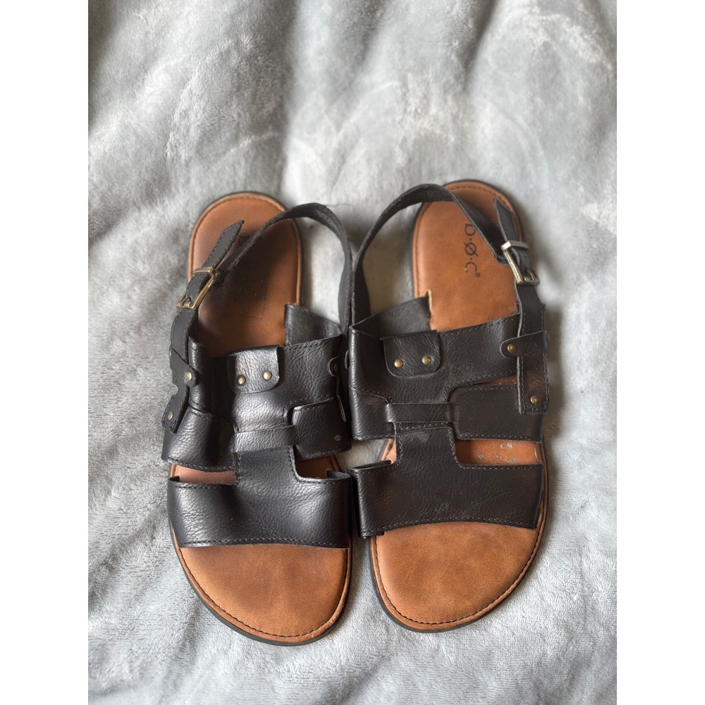 b.o.c. Born Concept Womens Black Strappy Gladiator Sandals Buckle Flat 10M CHA21